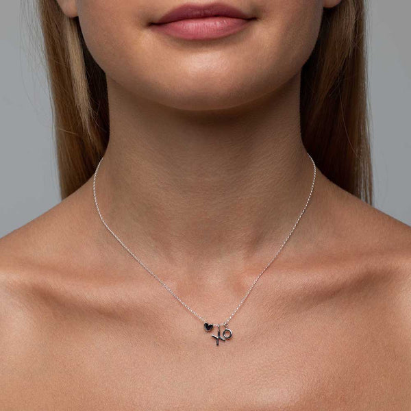 Silver Heart & XO Necklace