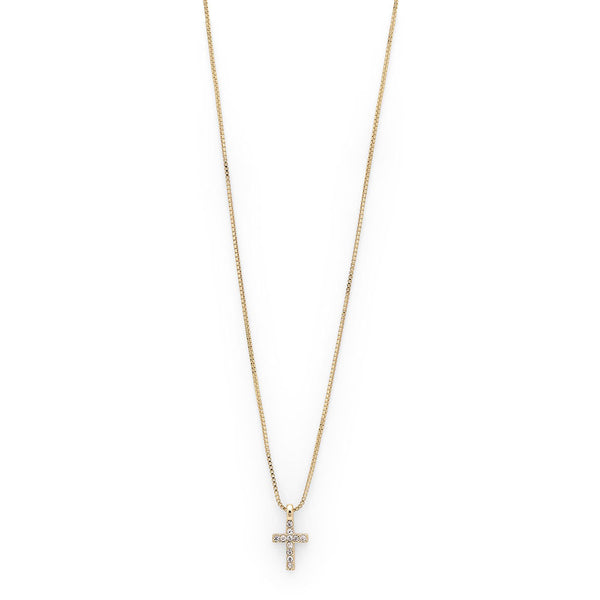 Clara Cross Gold Plated Crystal Necklace