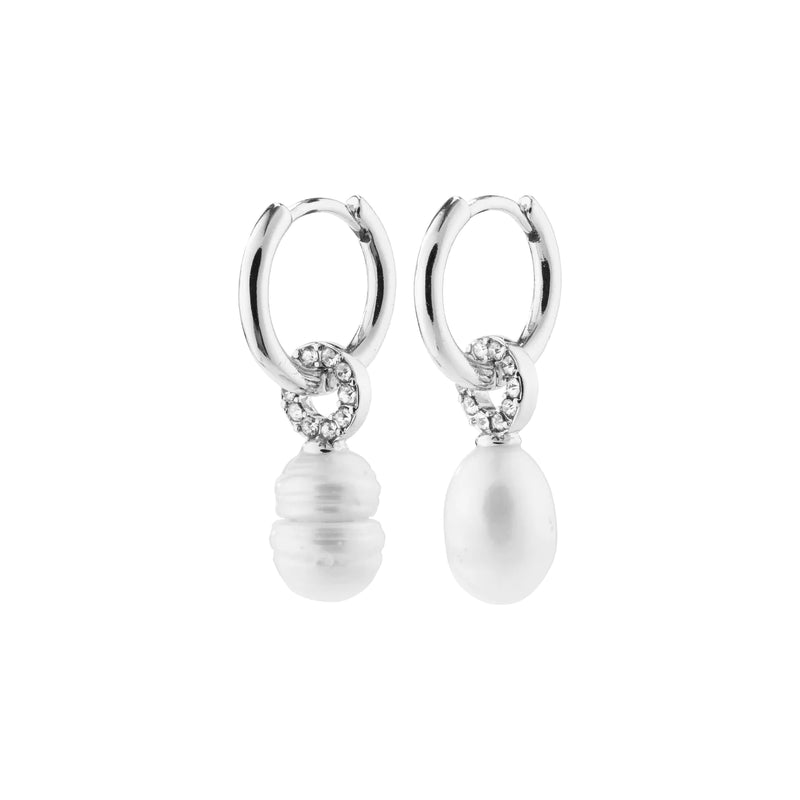 Baker Silver Plated Freshwater Pearl Hoops