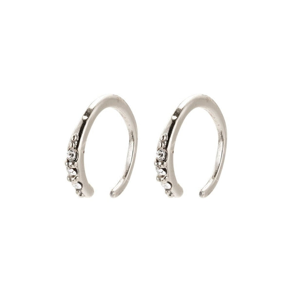 Abril Silver Plated Crystal Half Hoops