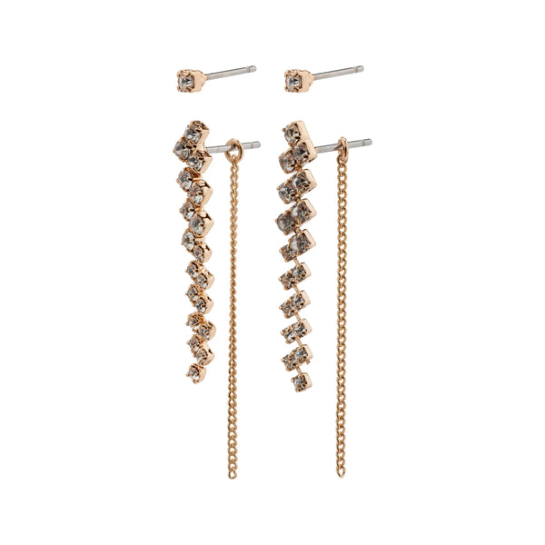 Jolene Rose Gold Plated Crystal Earring Set