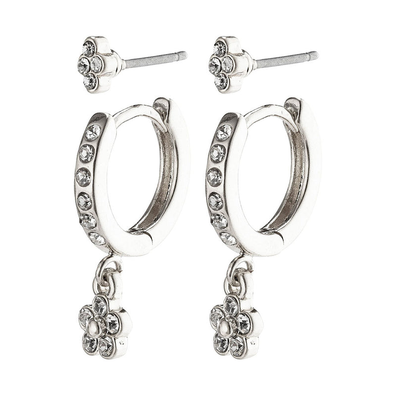 Sylvia Silver Plated Crystal Earring Set