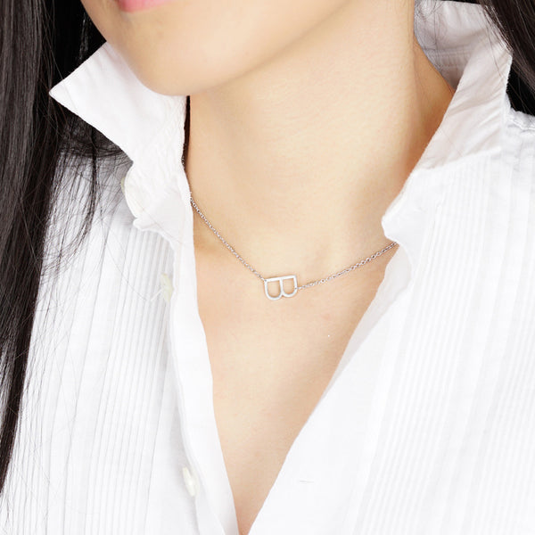 Asymmetrical Silver Initial Necklace