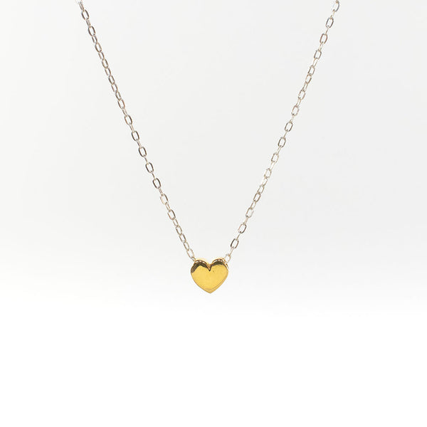 Gold Vermeil Small Heart Puff Necklace