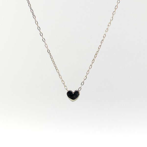 Silver Small Heart Puff Necklace