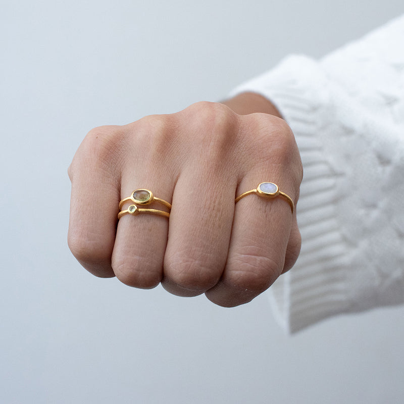 Gold Plated Moonstone Oval Ring