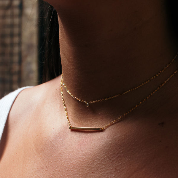 Tiny Cubic Zirconia Gold Vermeil Solitaire Necklace