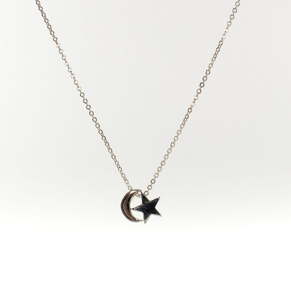 Silver Moon & Star Necklace