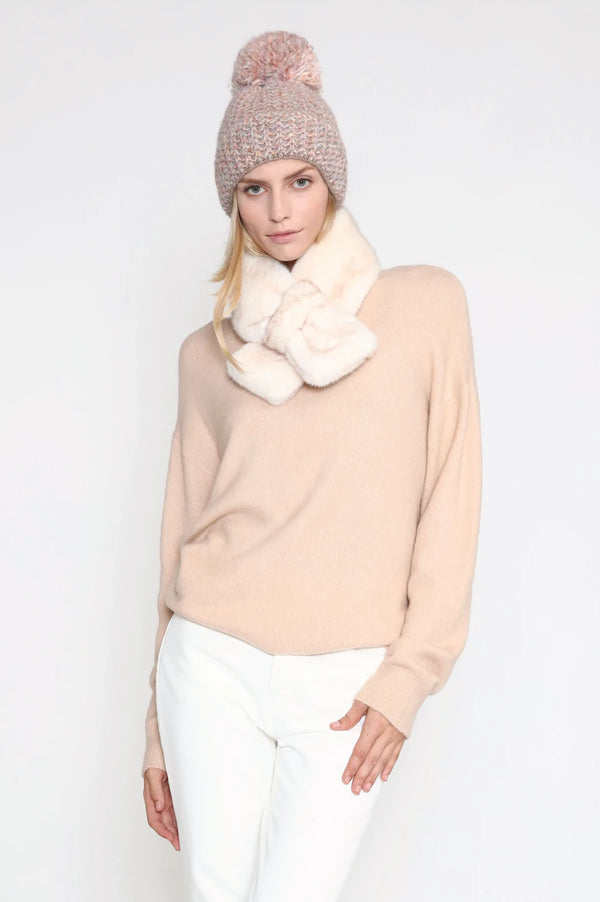 Waffle Knit Confetti Pom Pom Beanie