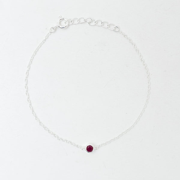 Silver Raw Ruby Solitaire Bracelet