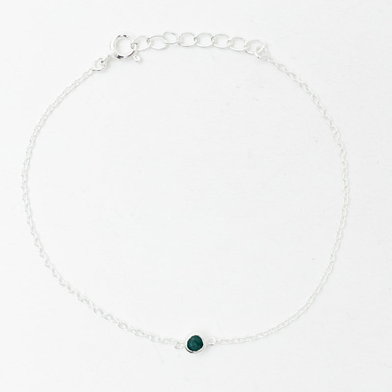 Silver Raw Emerald Solitaire Bracelet