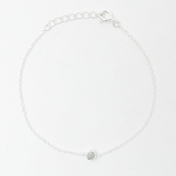 Silver Rainbow Moonstone Solitaire Bracelet