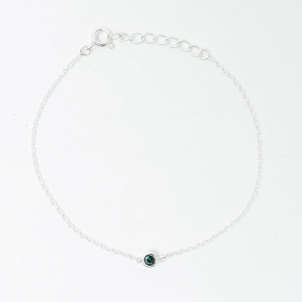 Silver Blue Tourmaline Solitaire Bracelet