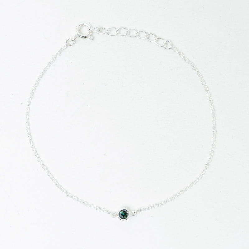 Silver Blue Tourmaline Solitaire Bracelet