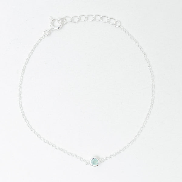 Silver Aqua Chalcedony Solitaire Bracelet