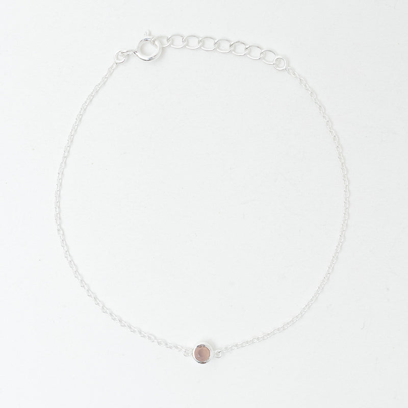 Silver Pink Chalcedony Solitaire Bracelet