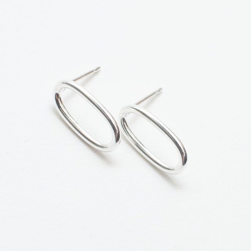 Small Oval Wire Silver Studs