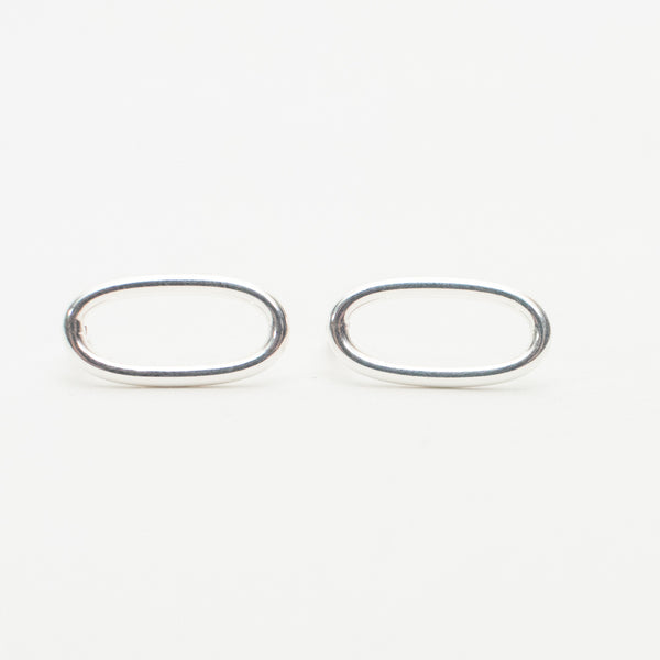 Small Oval Wire Silver Studs