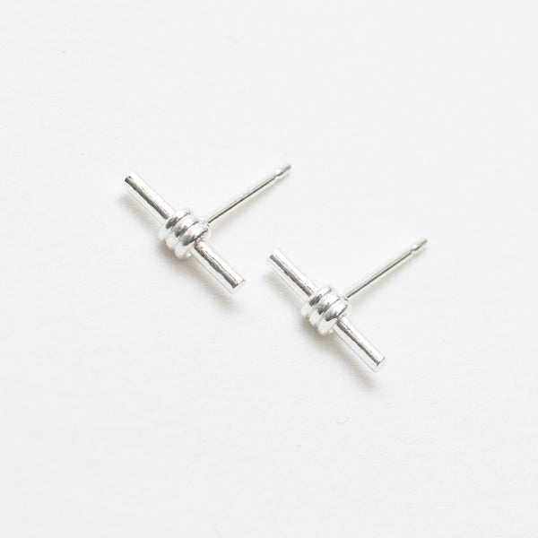 Wrapped Bar Silver Studs