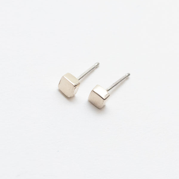 Silver Extra Small Cube Studs