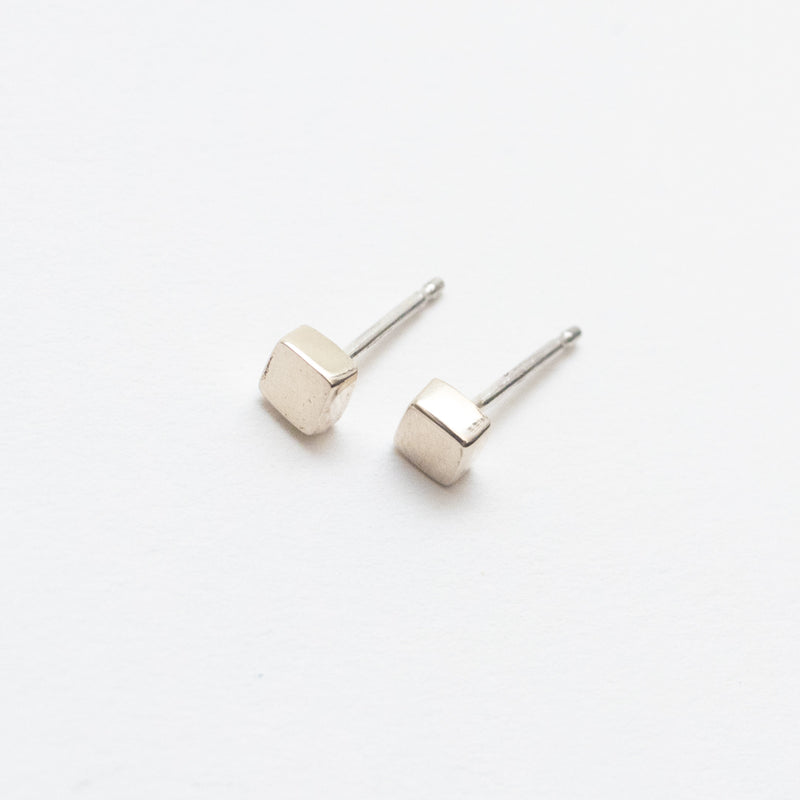 Silver Extra Small Cube Studs
