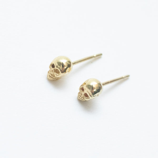 Tiny Gold Vermeil Skull Studs