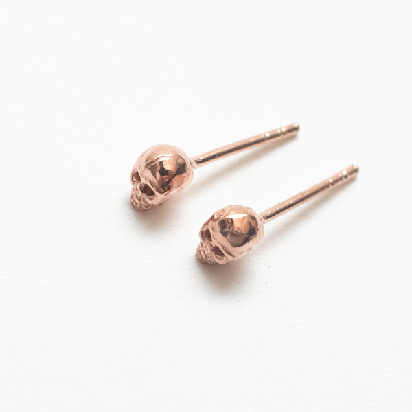 Rose Gold Vermeil Tiny Skull Studs