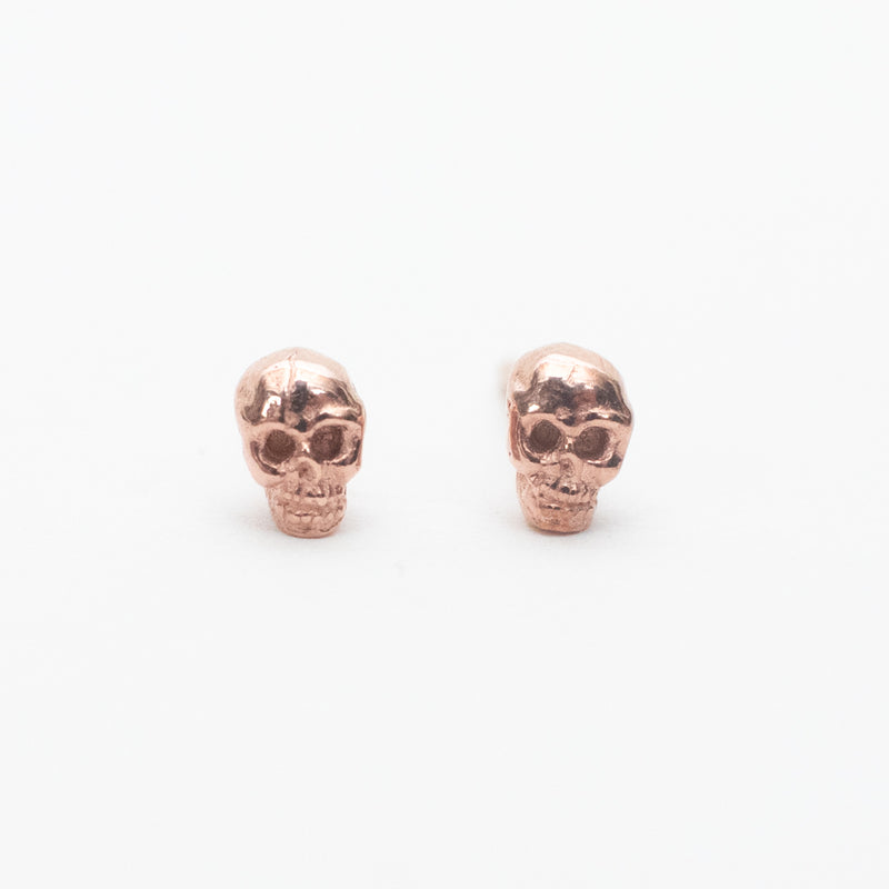 Rose Gold Vermeil Tiny Skull Studs