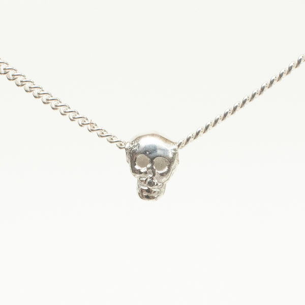 Extra Small Silver Skull Necklace
