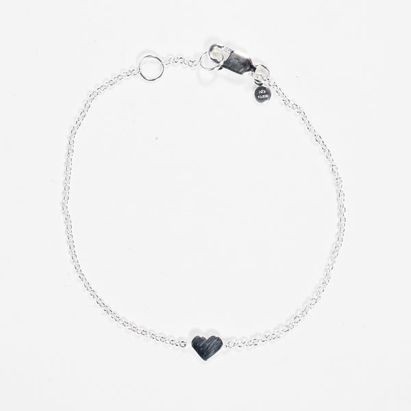 Flat Silver Heart Bracelet