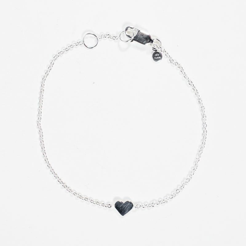 Flat Silver Heart Bracelet