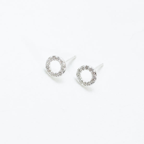 Small Silver Pave CZ Cheerio Studs