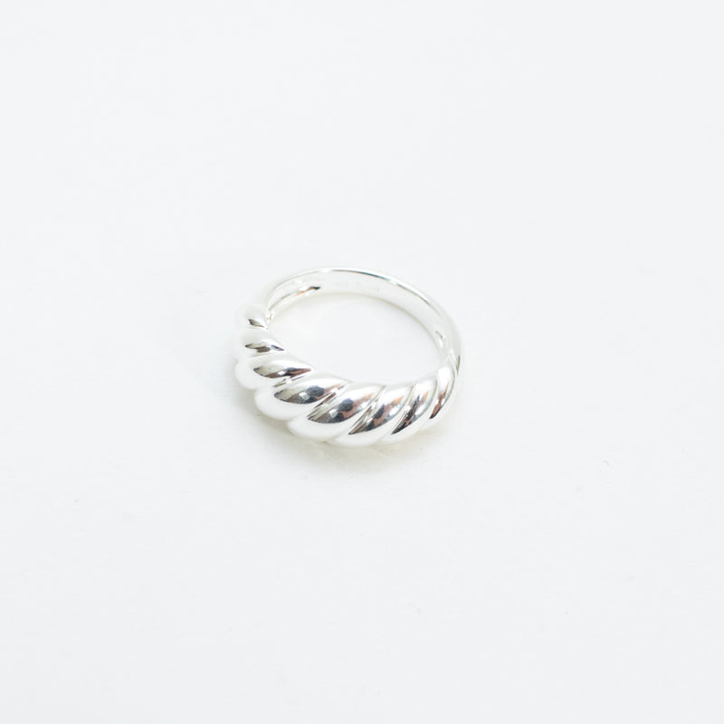 Thin Silver Croissant Dome Ring
