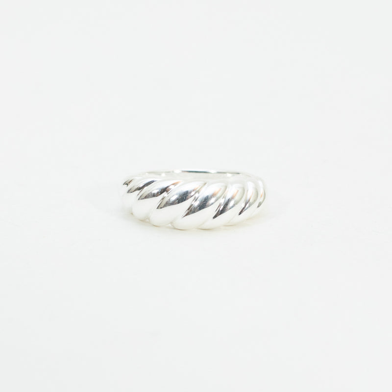 Thin Silver Croissant Dome Ring