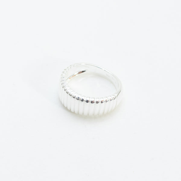 Silver Ribbed Tapered Dome Ring