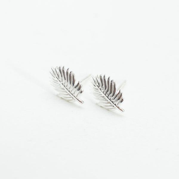 Silver Cut Out Feather Studs