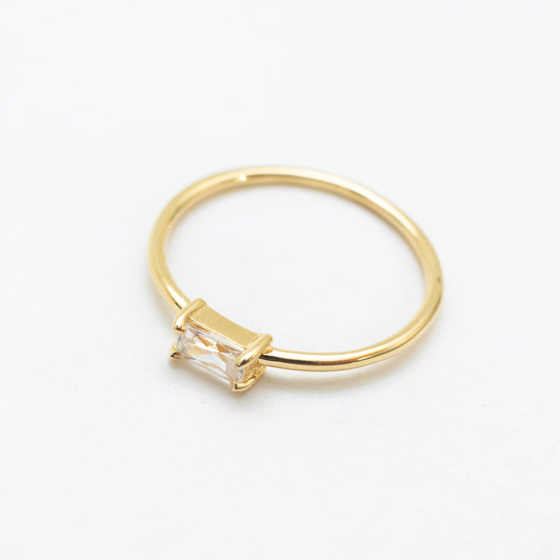 Gold Vermeil Rectangle Cubic Zirconia Ring