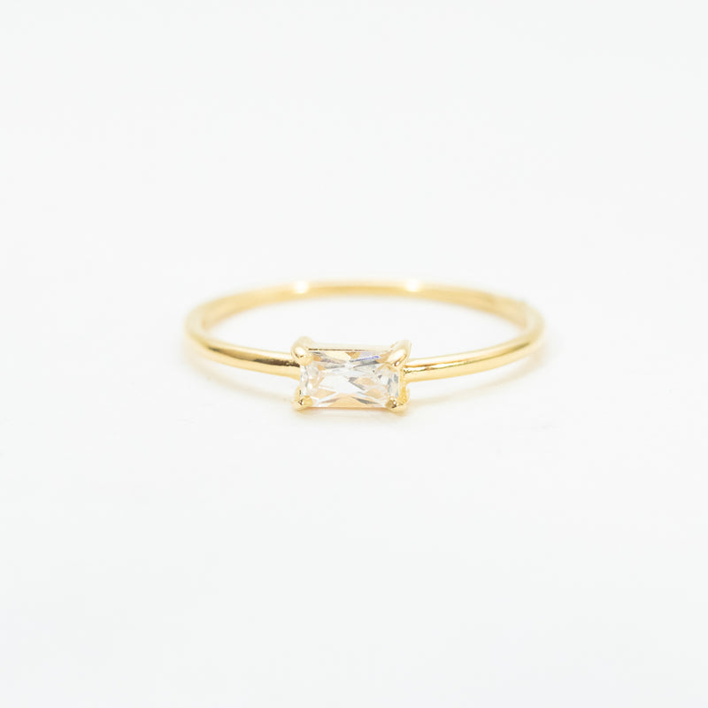 Gold Vermeil Rectangle Cubic Zirconia Ring