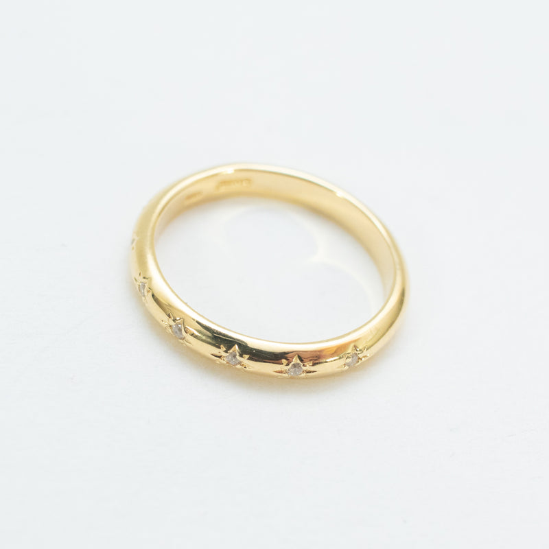 Gold Vermeil Star Set CZ Rounded Thin Band