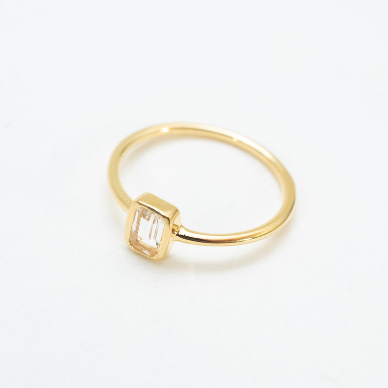 Gold Vermeil Emerald Cut White Topaz Ring