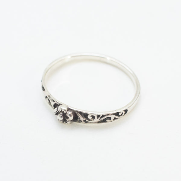 Thin Silver Flower Stack Ring