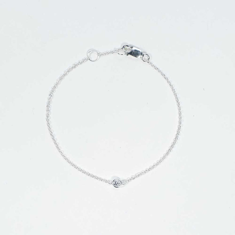4mm Silver Crystal Solitaire Silver Bracelet