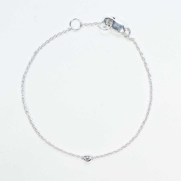 3mm Silver Crystal Solitaire Bracelet