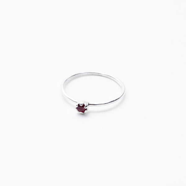 Silver Faceted Small Pink Tourmaline Ring