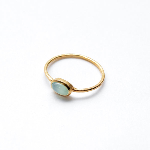 Gold Plated Chalcedony Oval Ring