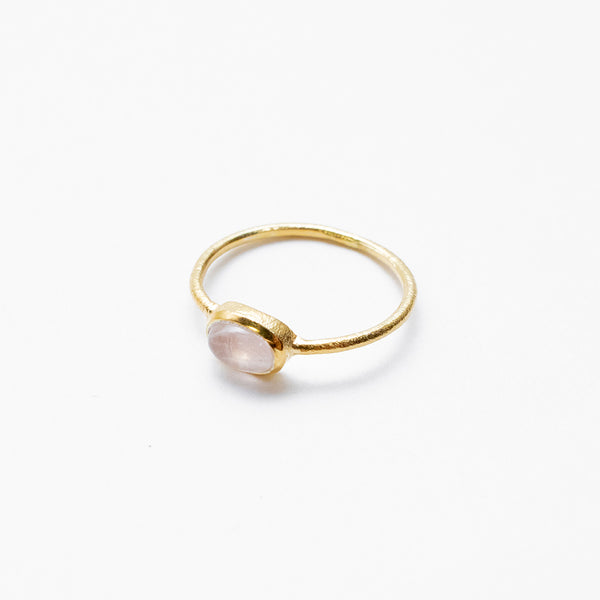 Gold Plated Rose Quartz Oval Ring