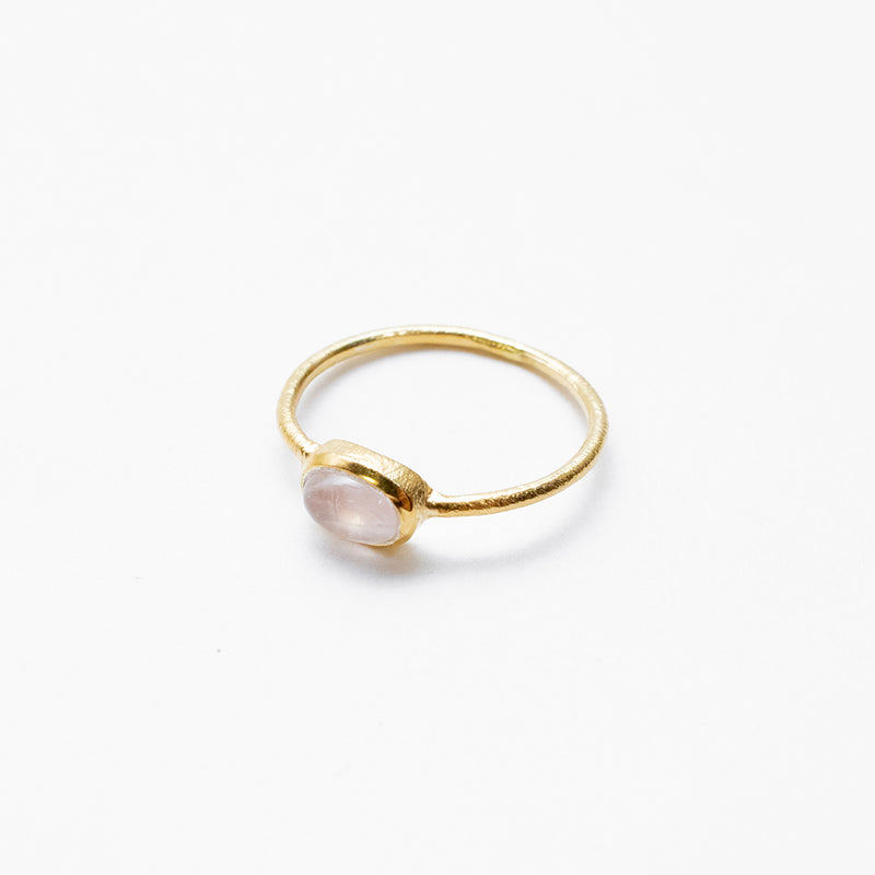 Gold Plated Rose Quartz Oval Ring
