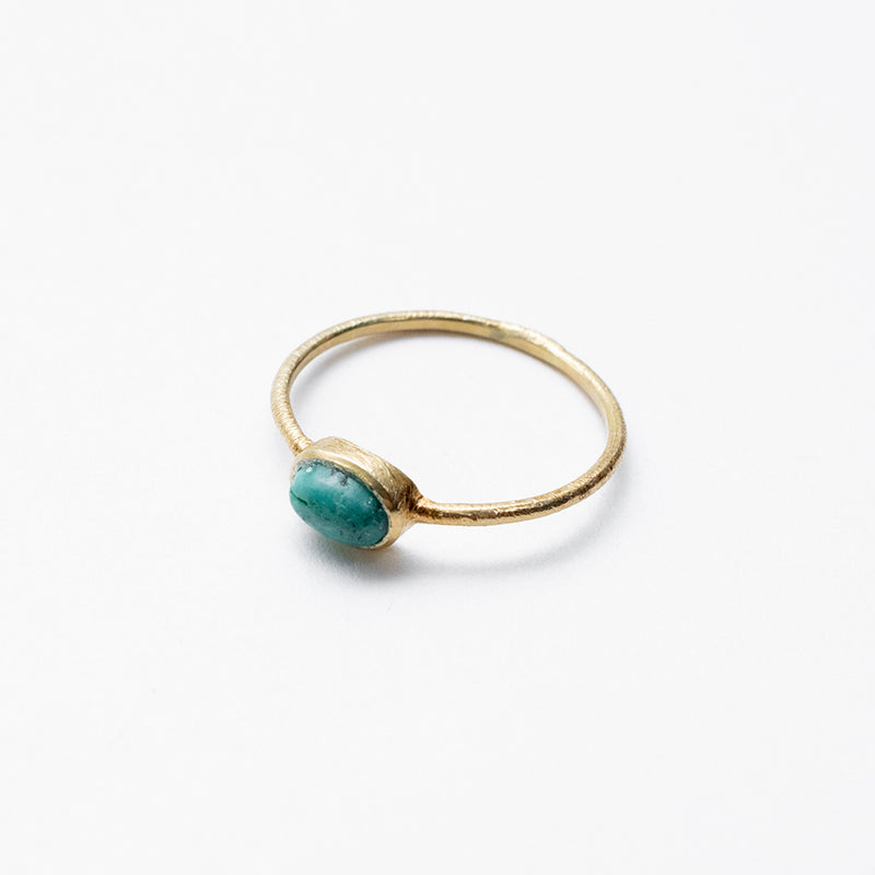 Gold Plated Oval Shaped Turquoise Ring