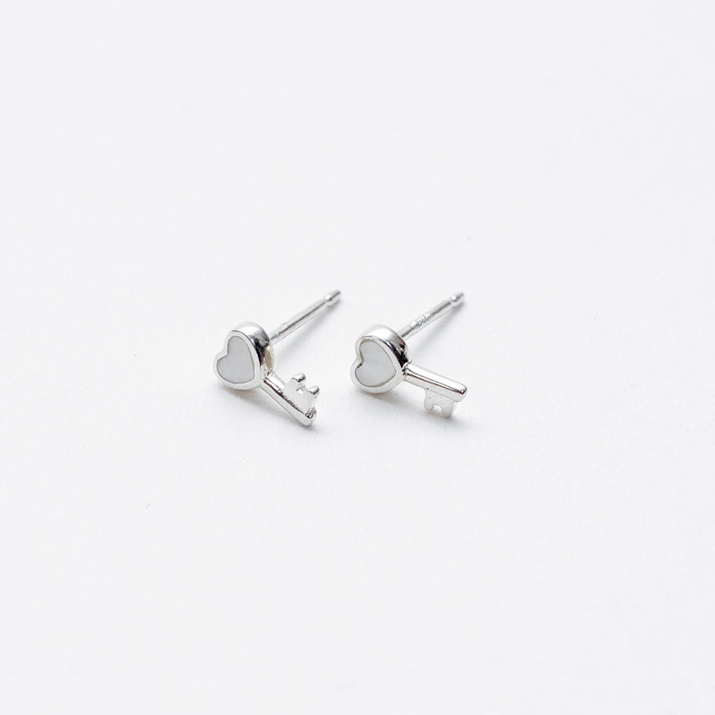 Silver Mother of Pearl Key Studs