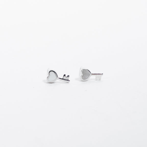 Silver Mother of Pearl Key Studs